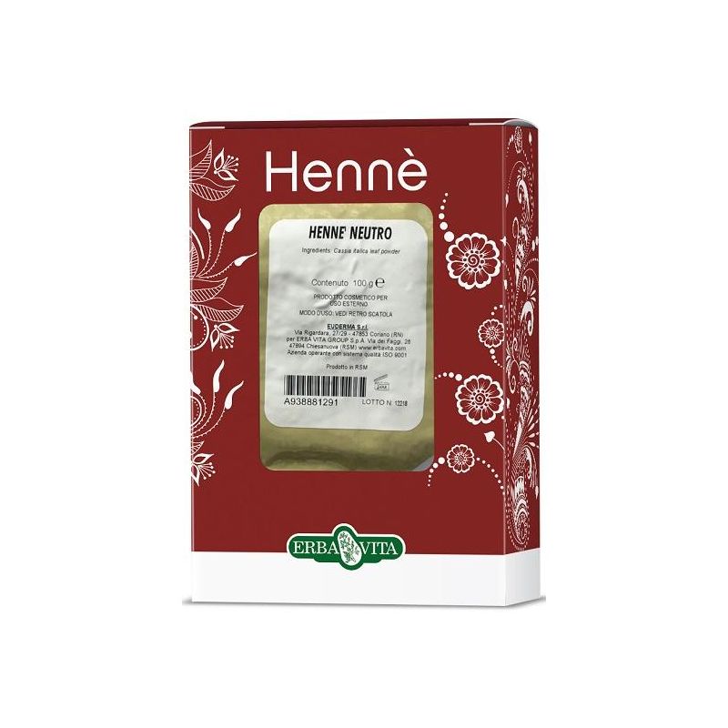 Henne Neutro Colorante Naturale per Capelli 100g di Erba Vita