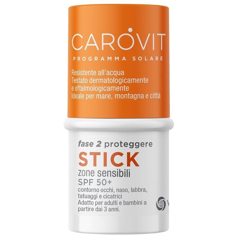 Carovit SPF50+ Stick Trasparente per Zone Sensibili, 4ml