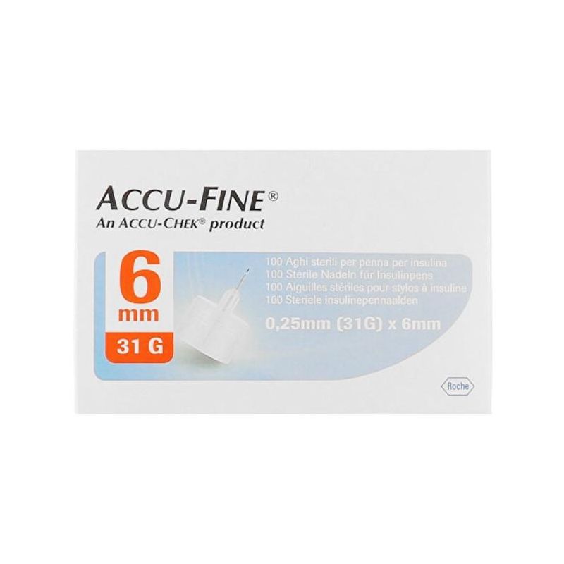 Aghi Sterili Accu Fine G31 per Penna Insulina, 6mm, 100 Pezzi