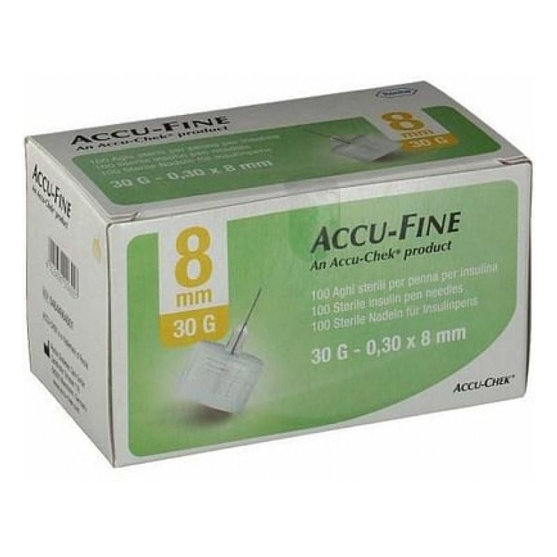 Ago Accu-Fine G30 da 8mm per Penna da Insulina - Confezione da 100 Pezzi