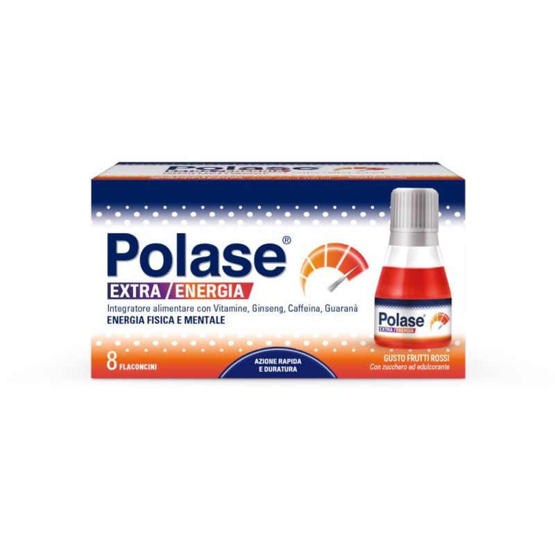 Polase Extra Energia - Integratore Alimentare con Vitamine B, C, Ginseng - 8 Flaconcini