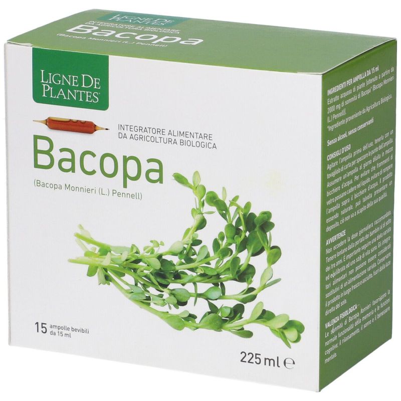 Bacopa Bio - Integratore Naturale in Ampolle da 15ml, Confezione da 15 Pezzi