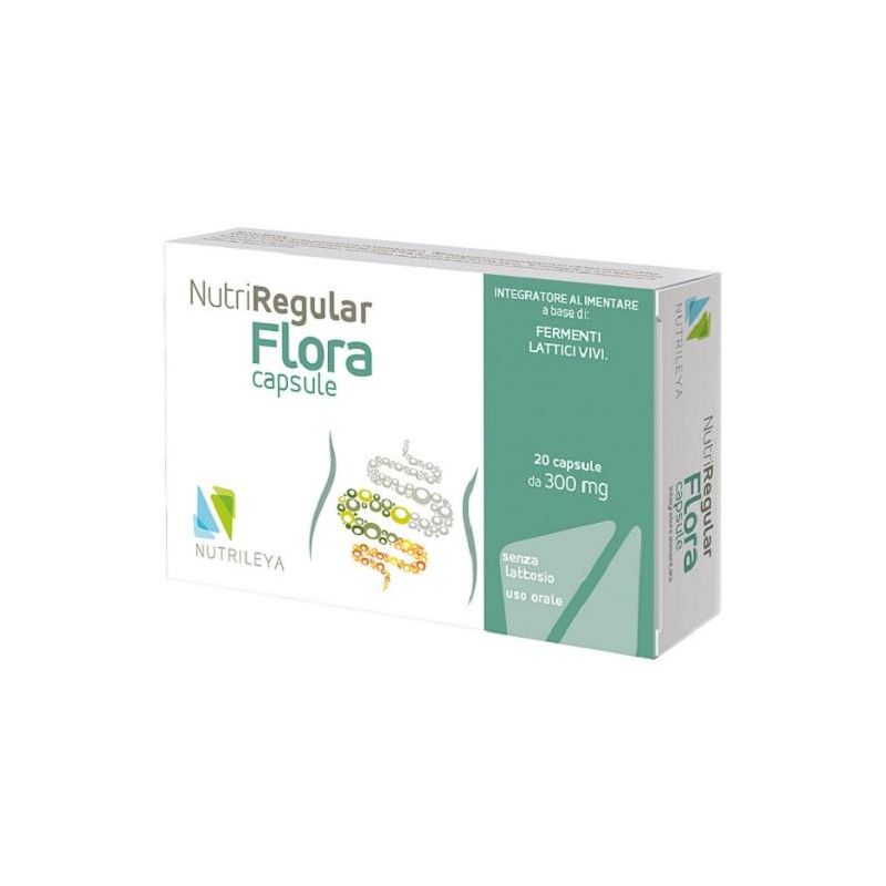 NutriRegular Flora - Integratore per la Salute dell'Intestino, 20 Capsule
