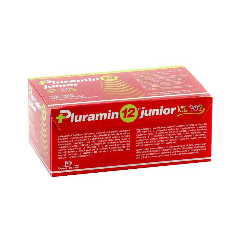 Pluramin 12 Junior: Pacchetto da 14 Stick Multivitaminici per Bambini