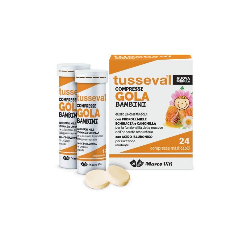 Marco Viti Tusseval - Compresse per la Gola per Bambini, 24 pz