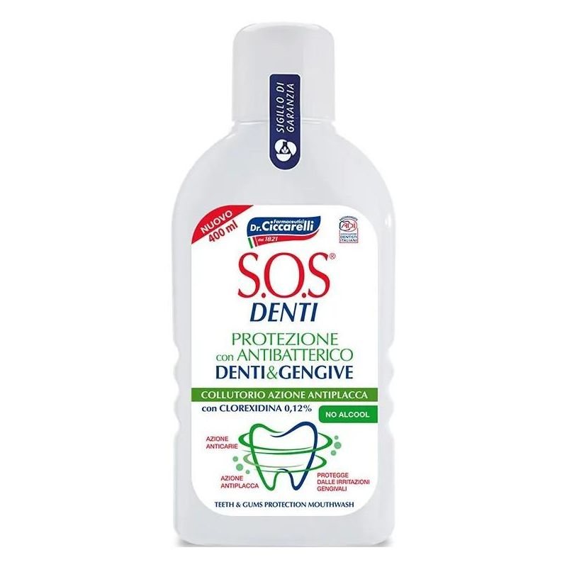 Collutorio Antiplacca SOS Denti con Clorexidina, 400 ml