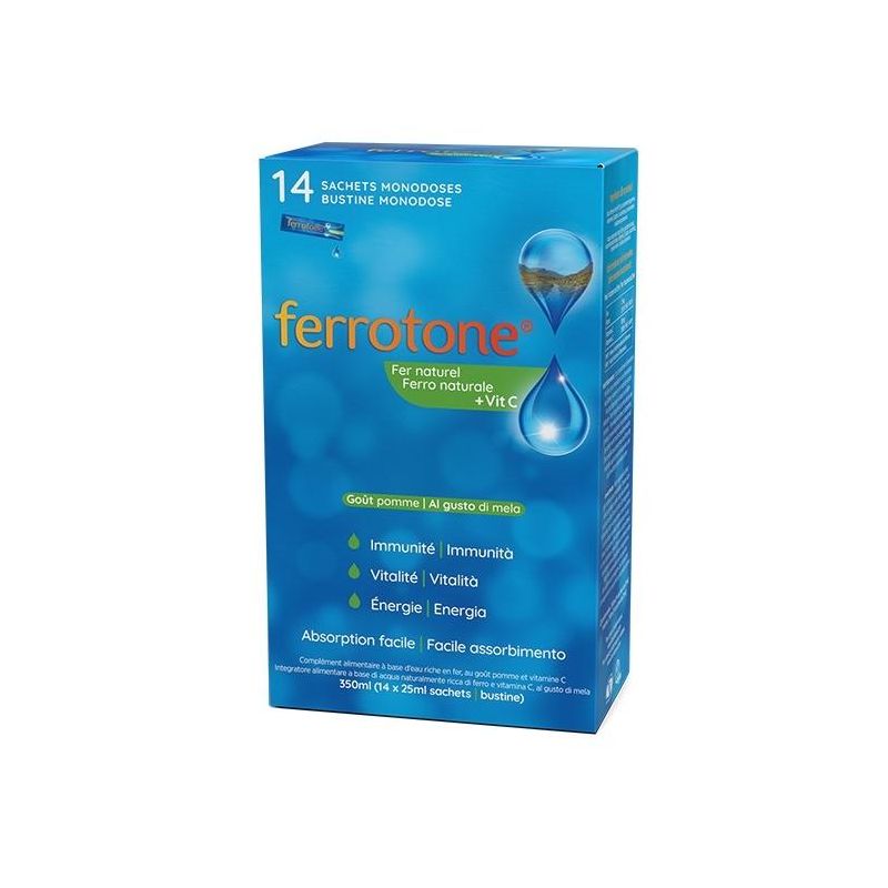 Ferrotone - Suplemento di Ferro in Forma di Mela con 14 Sobres