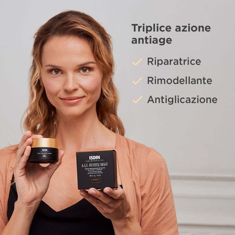 Isdin Isdinceutics Crema Notte Rivitalizzante Anti-Età per il Viso, 50ml
