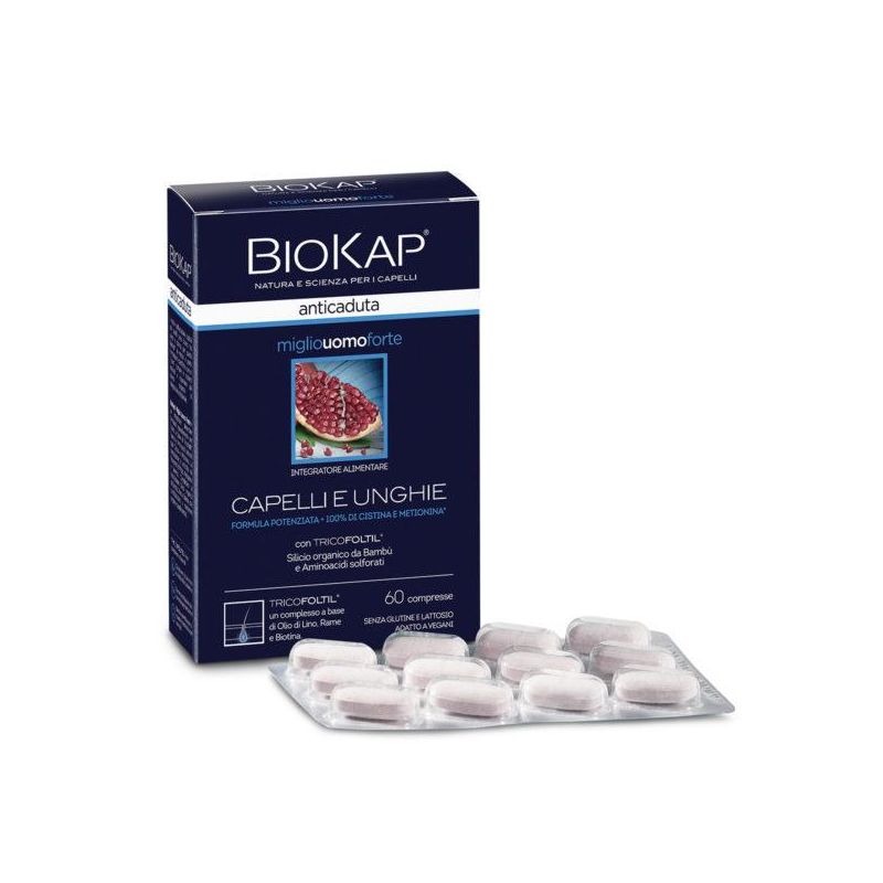 Biokap Uomo Forte - Compresse Anticaduta con Miglio e Tricofoltil - 60 Compresse