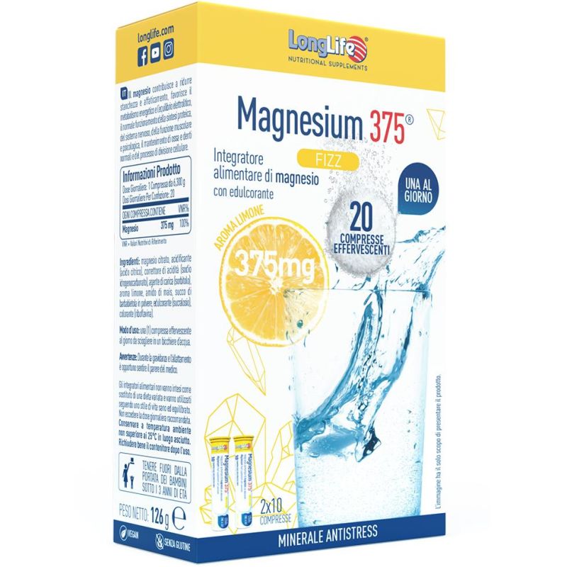 Magnesio Effervescente Longlife Fizz 375 - 20 Compresse