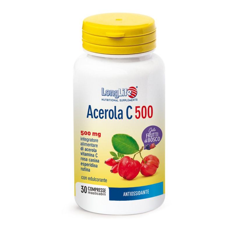 Acerola C 500 Longlife - Compresse di Frutti di Bosco - Confezione da 30
