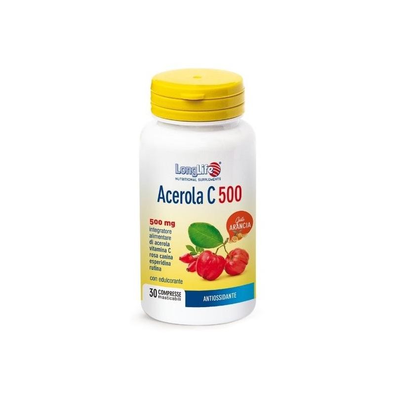 LongLife Acerola C500 Compresse a Base di Arancia - 30 compresse