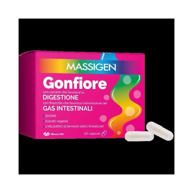 Massigen Anti-Gonfiore, 20 Capsule per la Salute Digestiva