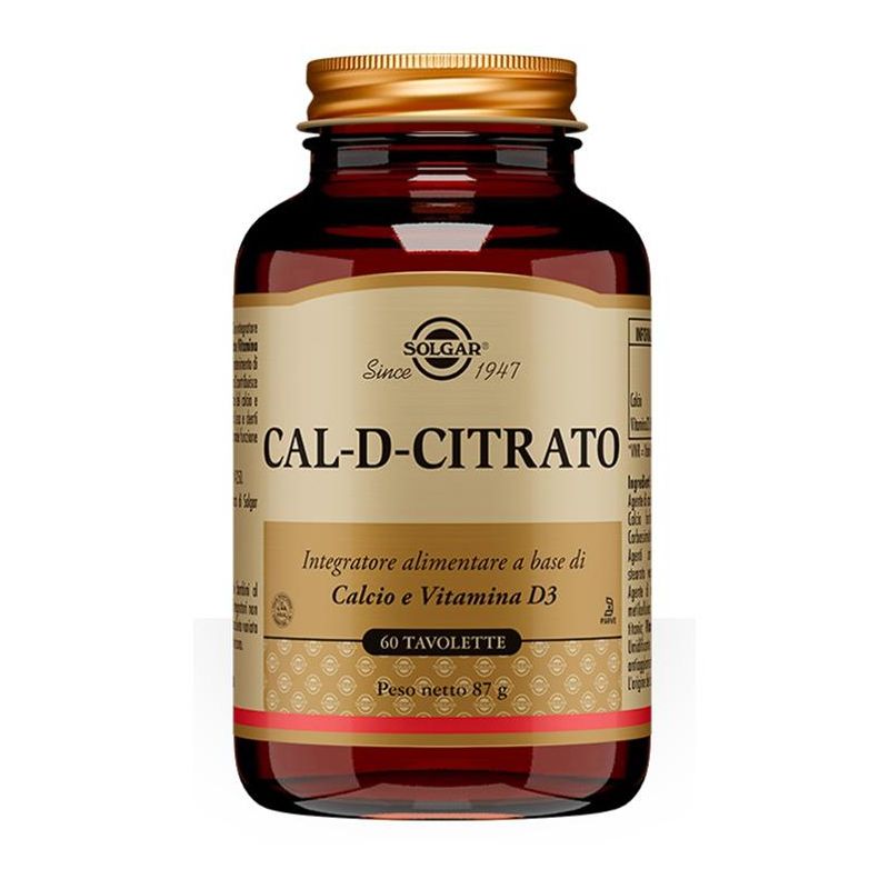 Solgar Cal D Citrato - Integratore di Calcio e Vitamina D - 60 Tavolette