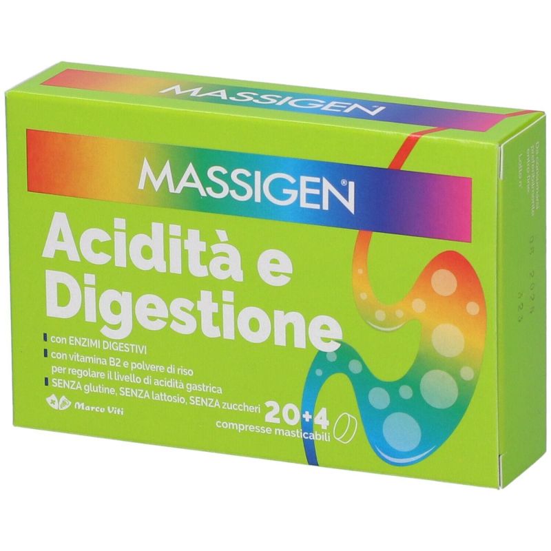 Massigen Acidità e Digestione 24 Compresse Masticabili