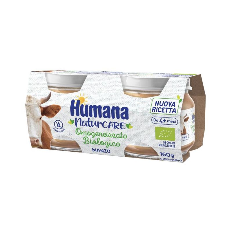 Humana Bio Manzo Omogeneizzato Biologico per Bambini da 4 Mesi, Confezione da 2x80g