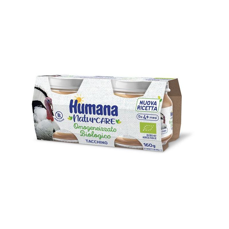 Humana Bio Omogeneizzato di Tacchino Biologico - Confezione da 2x80g per 4+ Mesi