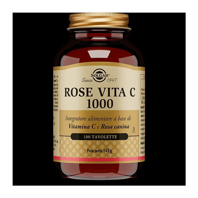 Solgar Rose Vita-C 1000: 100 Tavolette di Vitamina C Potenziata