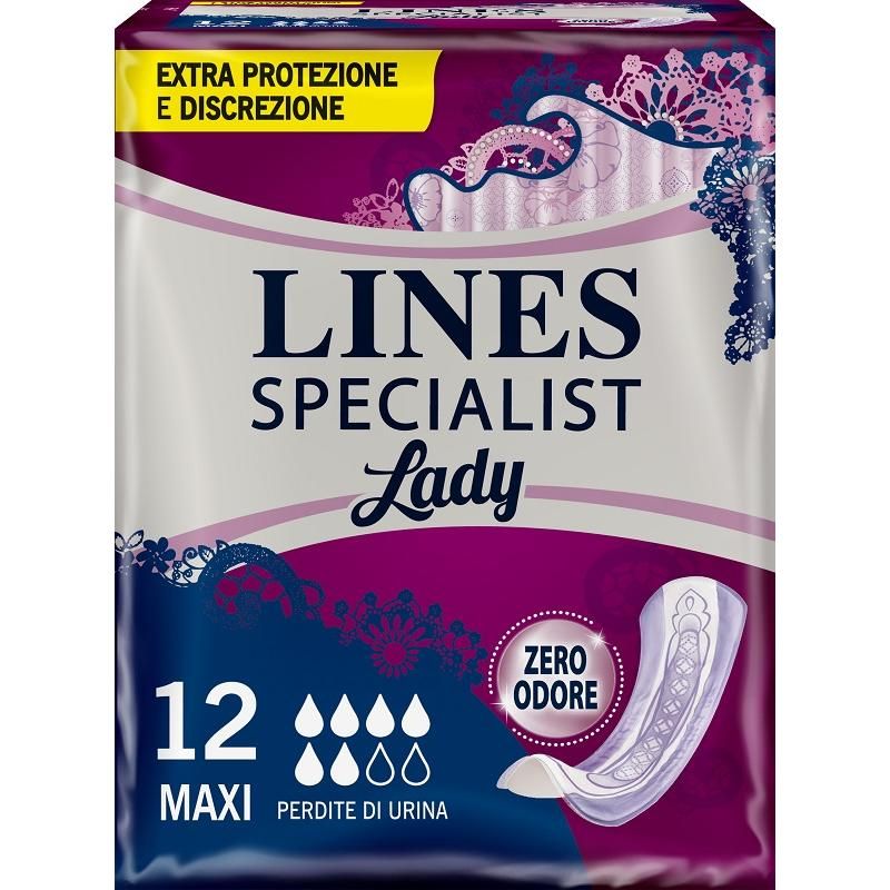 Lines Specialist Maxi Assorbenti per Incontinenza - Pacco da 12 Pezzi