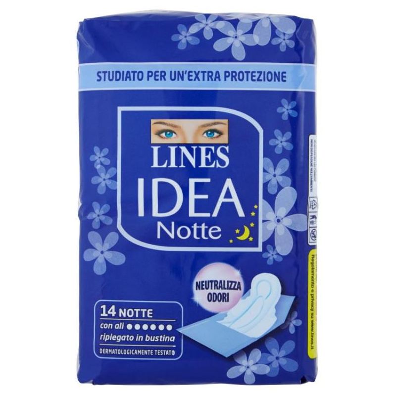 Idea Notte Assorbenti Lines, Pacco da 14 Pezzi