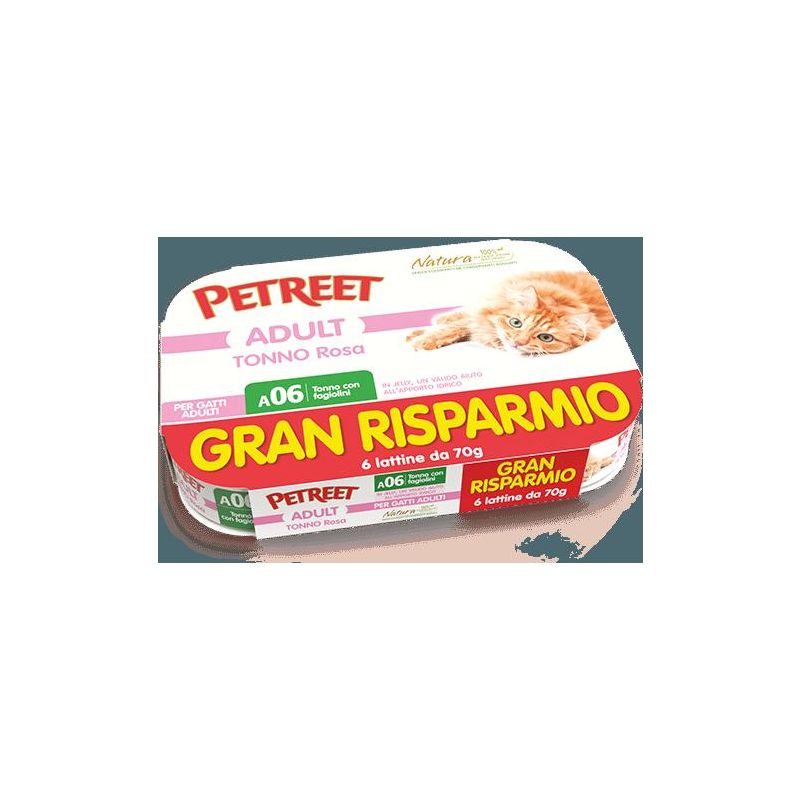 Petreet Tonno Rosa e Fagiolini - Cibo Umido per Gatti Adulti