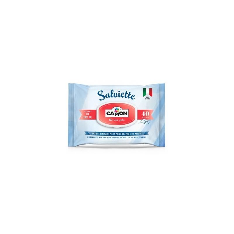 Camon Tea Tree Oil - Salviette Detergenti per Cani e Gatti 40 Pezzi