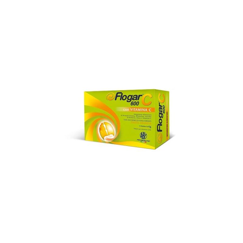 Flogar C 600 - Vitamina C in Bustine - Gusto Arancia, Confezione da 14