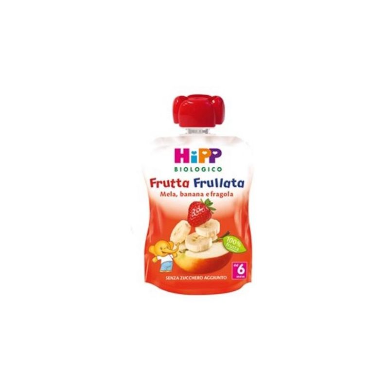 Hipp Bio Frullato di Frutta Bio per Bambini - Mela, Banana, Fragola - 90g