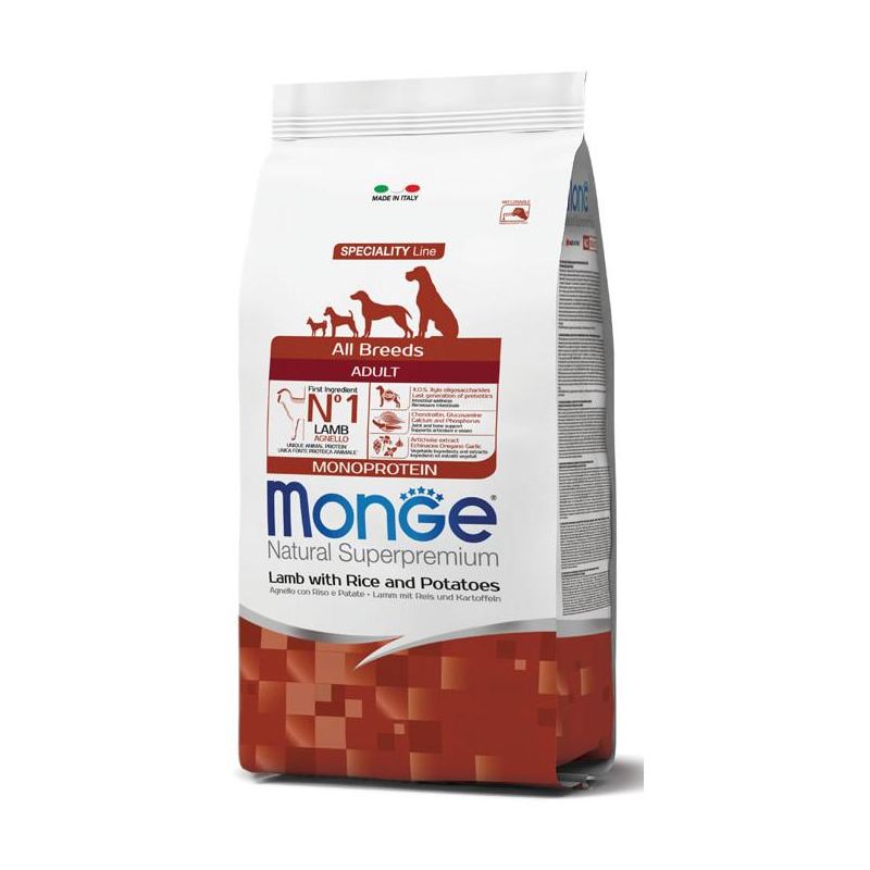 Monge Cibo Secco per Cani Adulti con Agnello, Riso e Patate - 2,5 Kg