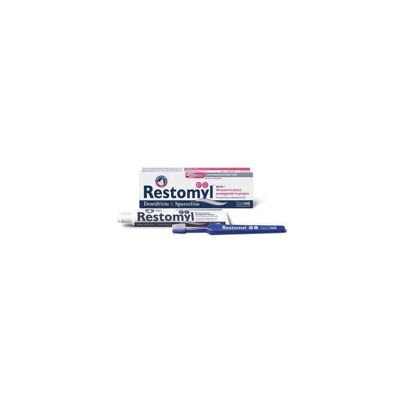 Restomyl Kit di Igiene Orale per Cani e Gatti - Dentifricio e Spazzolino Extrasoft