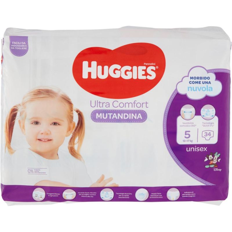 Huggies Ultra Comfort - Pannolini a Forma di Mutandina, Taglia 5, 34 Pezzi
