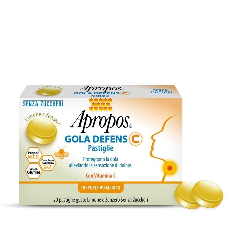 Apropos Gola Defens C Pastiglie al Gusto di Limone e Zenzero - Confezione da 20