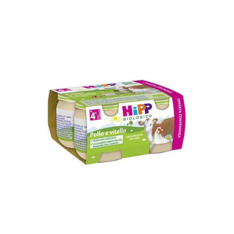 Omogeneizzato Biologico Hipp di Pollo e Vitello 4x80g