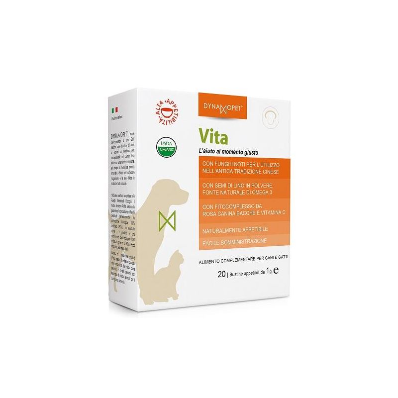 Vita - Integratore Alimentare Multivitaminico per Cani e Gatti, 20 Bustine da 1g