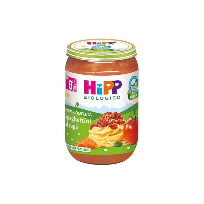 Hipp Bio Spaghetti al Ragu per Bambini, 220g - Adatto da 8 Mesi in Poi