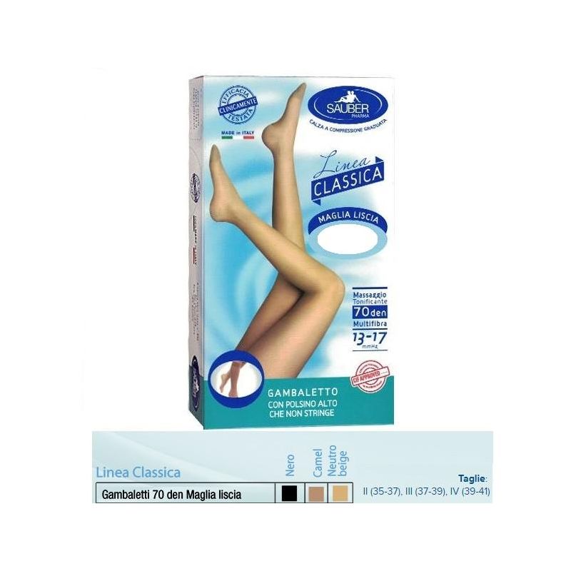 Sauber Calzino a Gambaletto in Maglia Liscia, 140 Denari, Nero, Taglia 4