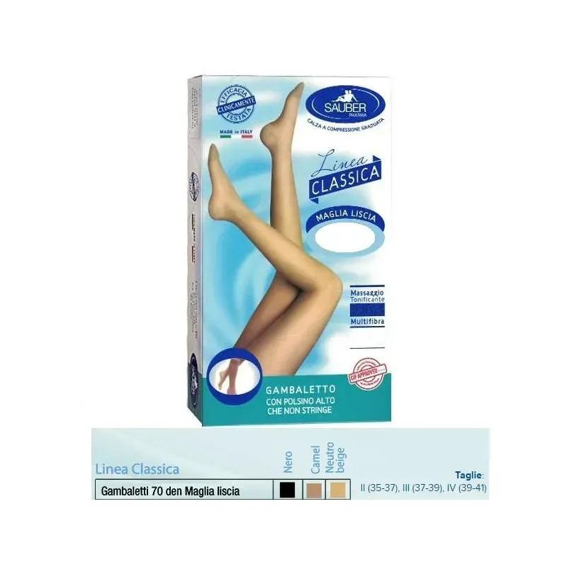 Calze a Gambaletto Sauber, Maglia Liscia 140 Denari, Beige, Taglia 3