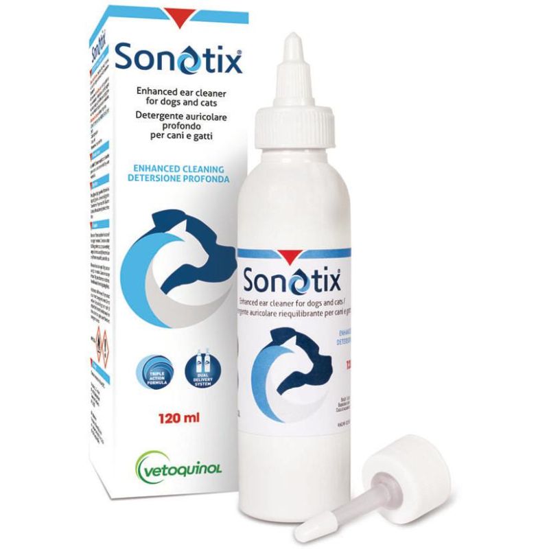 Sonotix Detergente Auricolare Premium per Cani e Gatti, 120ml
