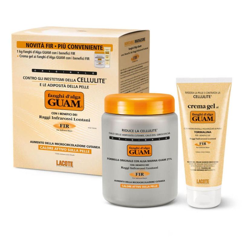 Fanghi D'Alga Guam, Trattamento Anticellulite 1Kg con Crema Gel Rassodante 200ml