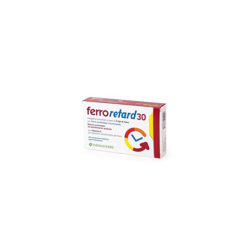 Ferro Retard - Supplemento di Ferro a Rilascio Prolungato, 30 Compresse