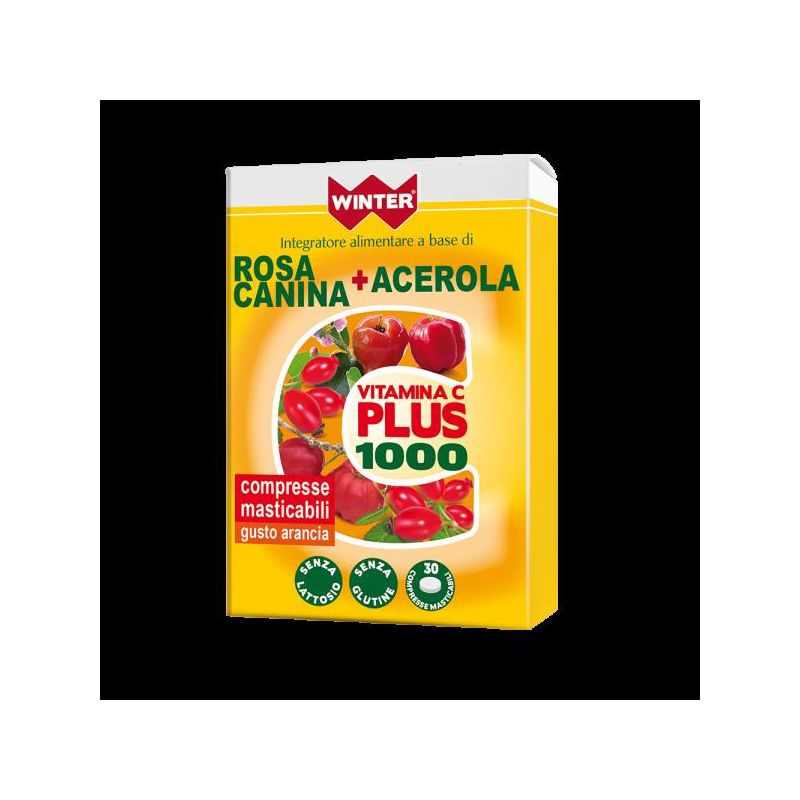 Plus Winter - Vitamina C 1000 con Rosa Canina e Acerola, 30 Compresse Masticabili