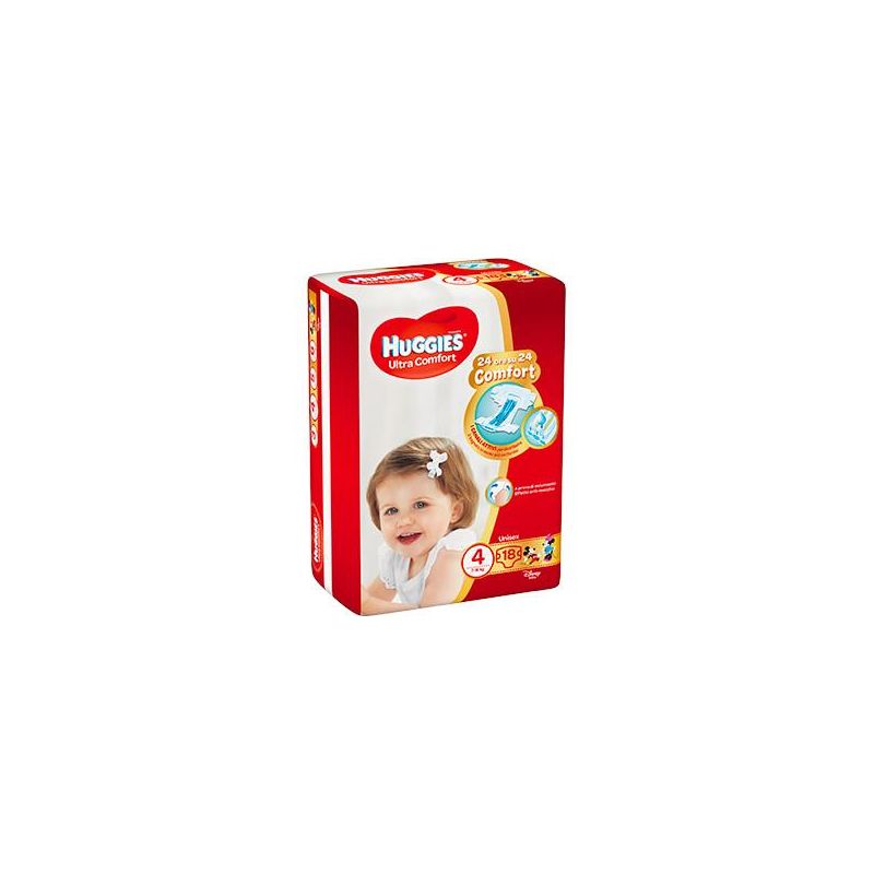 Pannolini Huggies Ultra Comfort Taglia 4, Pacco da 18 pezzi