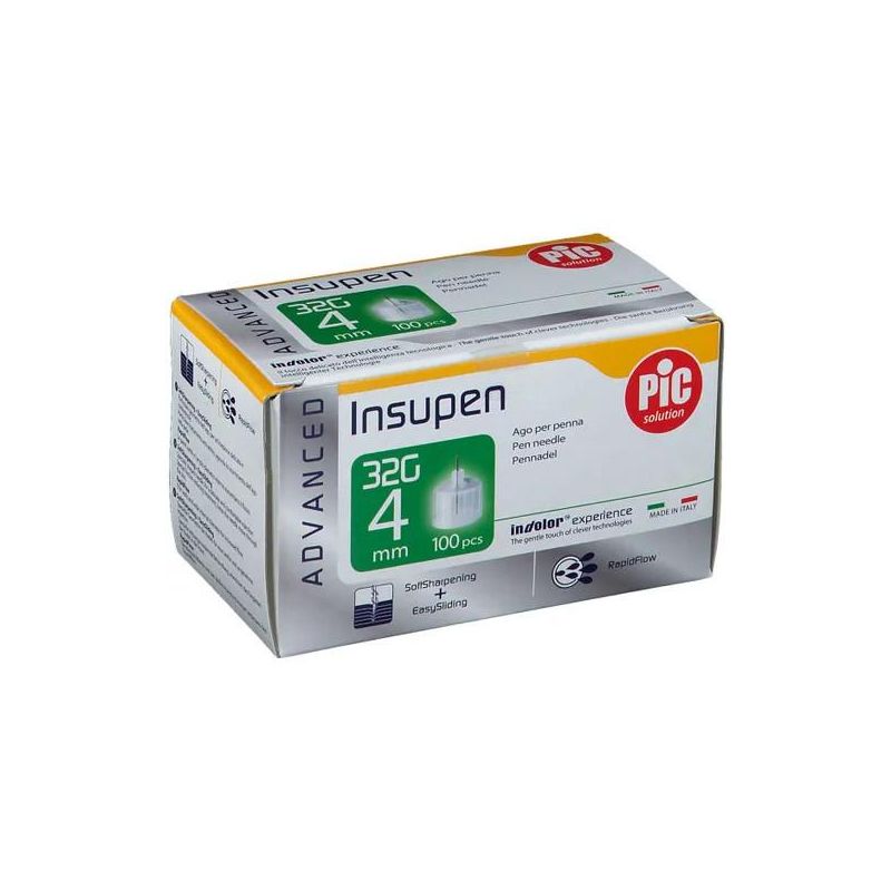 Ago Penna Insulina Insupen Advanced Pic G32 4mm - Confezione da 100 Pezzi