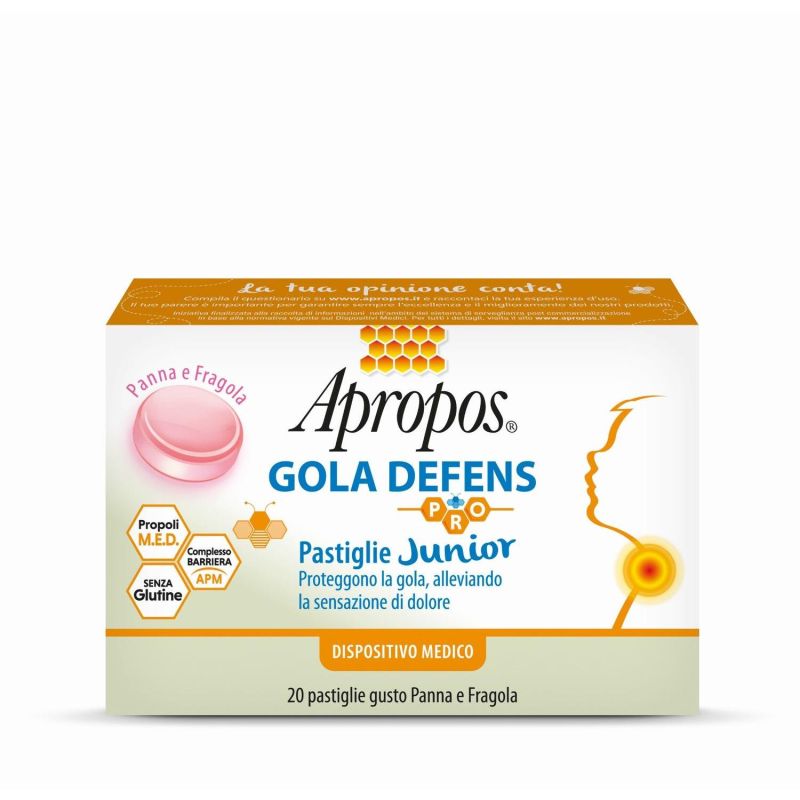 Apropos Gola Defence Pro Junior - Pastiglie per la Gola al Sapore di Panna e Fragola