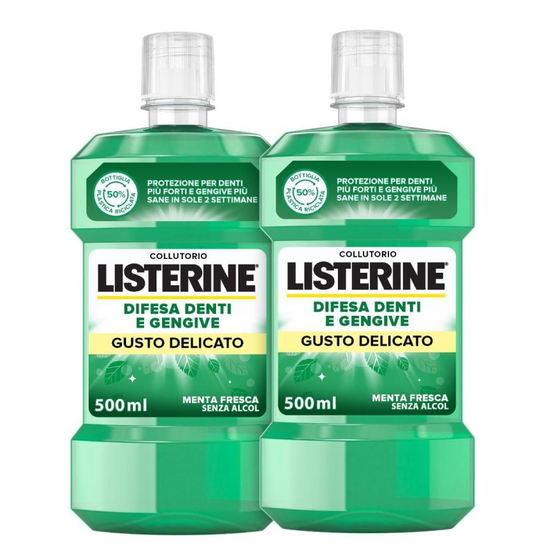Listerine Dente e Gengiva Defense Collutorio - Gusto Delicato 2x500ml
