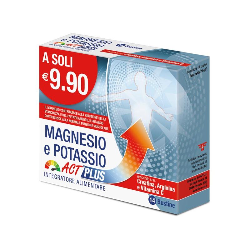 Magnesio e Potassio Act Plus - Pacco da 14 Bustine Salutari