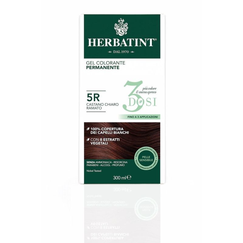 Tintura Permanente per Capelli Herbatint 5R in Gel, 300ml