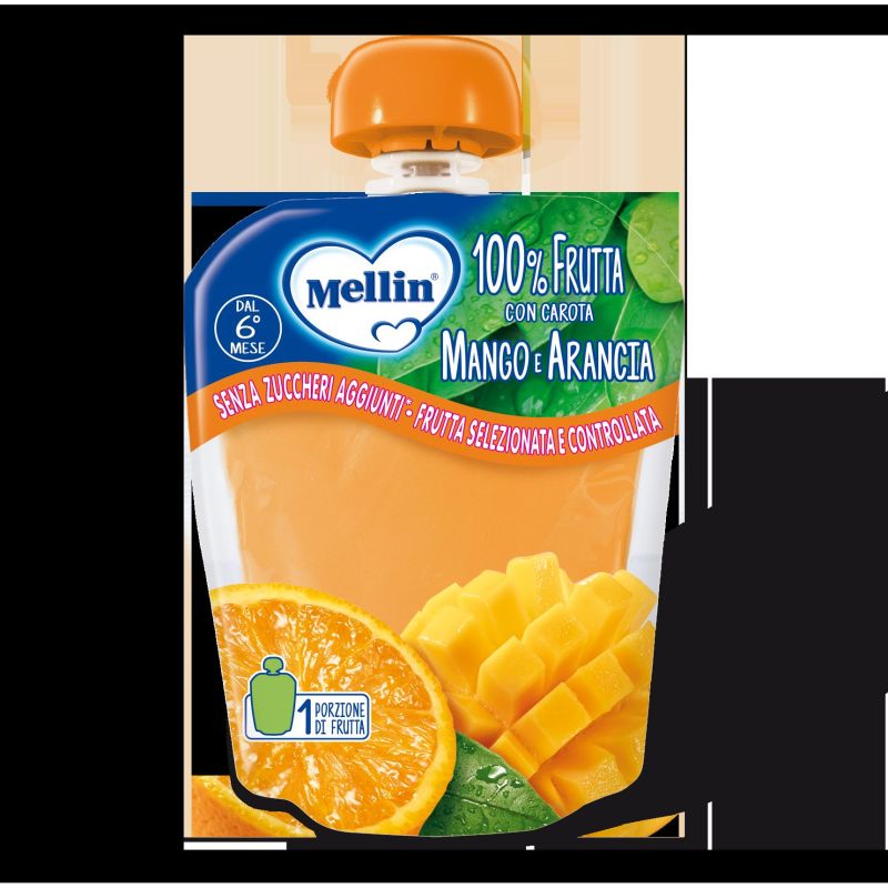 Mellin Frullato di Arancia, Mango e Carota in Pouch 90g
