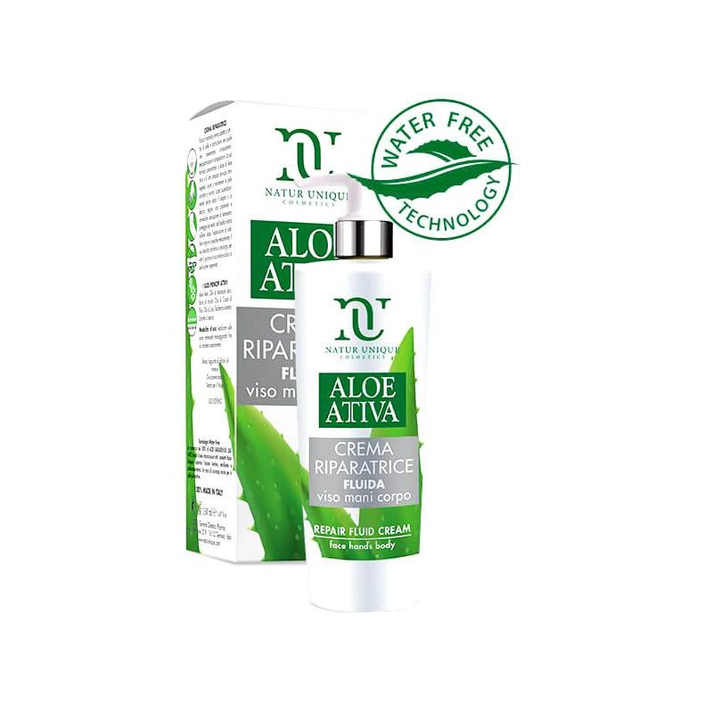 Natur Unique Crema Riparatrice Fluida per Viso, Mani, Corpo con Aloe Attiva - 190ml