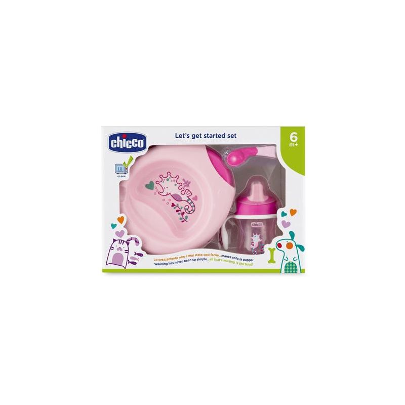 Set Chicco Rosa per Pappa con Cucchiaio Incluso, 6 mesi+
